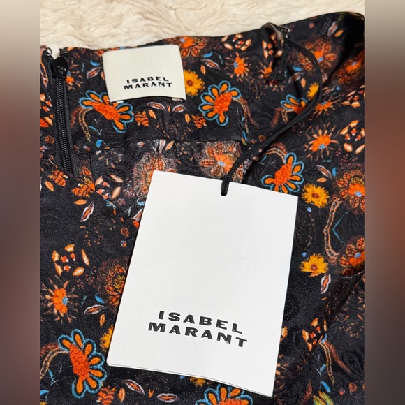 NWT ISABEL MARANT Prielle Black Floral Print Midi Skirt - Size 2 - Picture 5 of 7